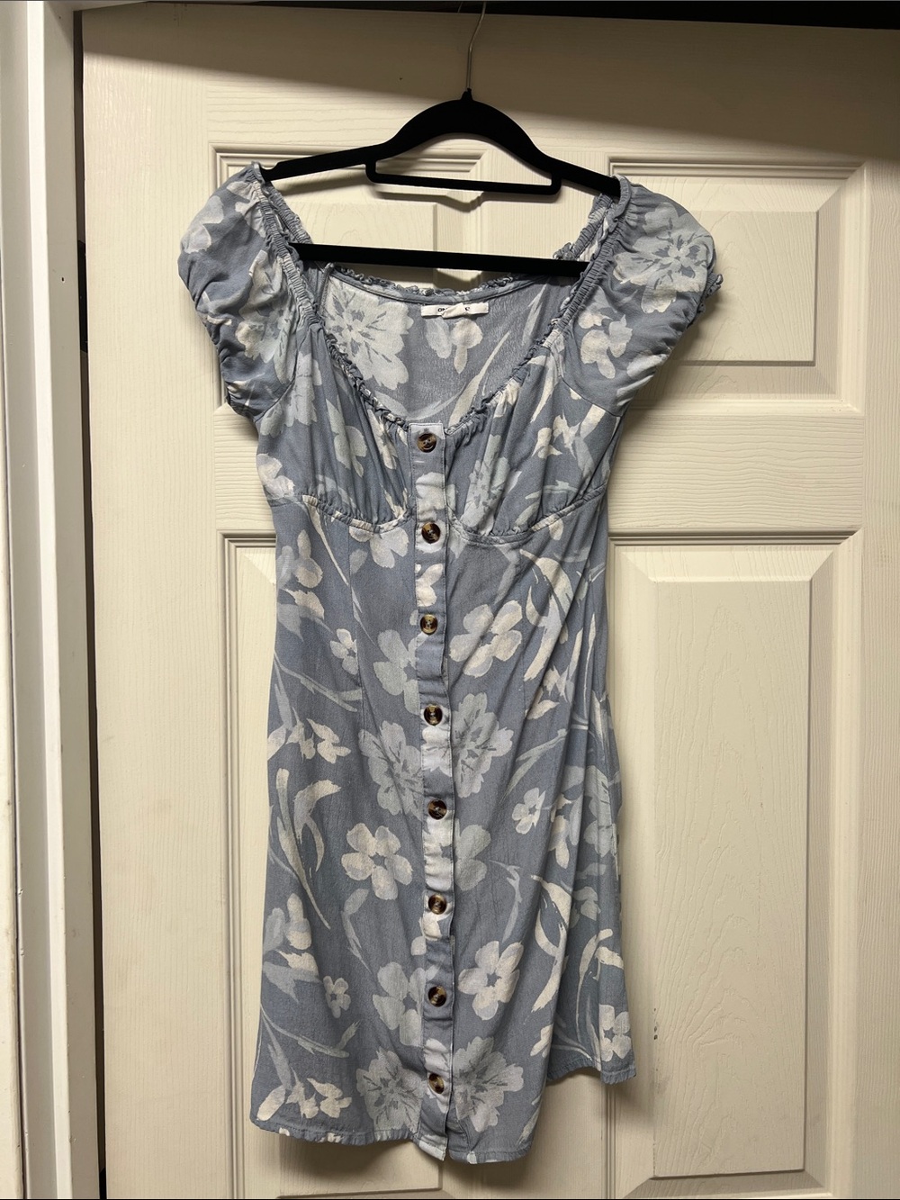 O’Neil Light Blue Floral Button-Front Mini Dress